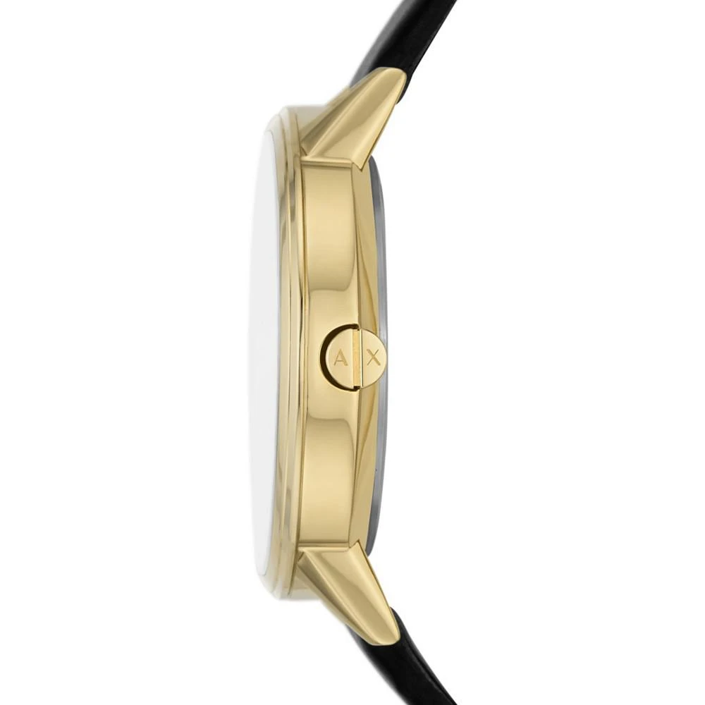 商品Armani Exchange|Men's Multifunction Black Leather Strap Watch, 42mm and Black Onyx Beaded Bracelet Set,价格¥1002,第2张图片详细描述