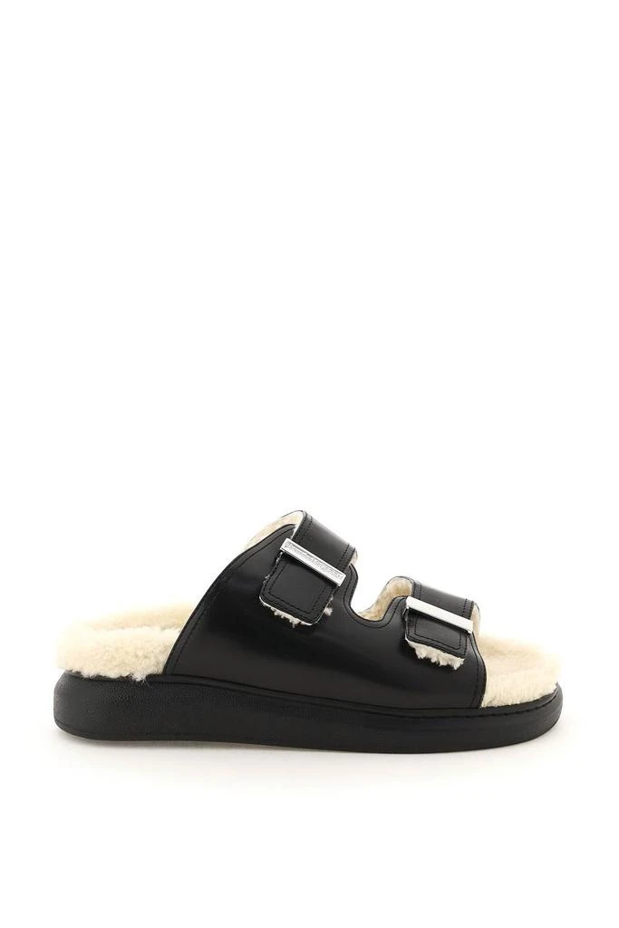 商品Alexander McQueen|LEATHER AND SHEARLING HYBRID MULES,价格¥3620,第1张图片