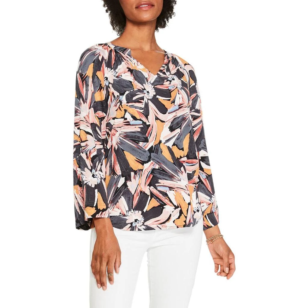 商品NIC+ZOE|Nic + Zoe Womens Zenergized Printed V Neck Blouse,价格¥163,第1张图片