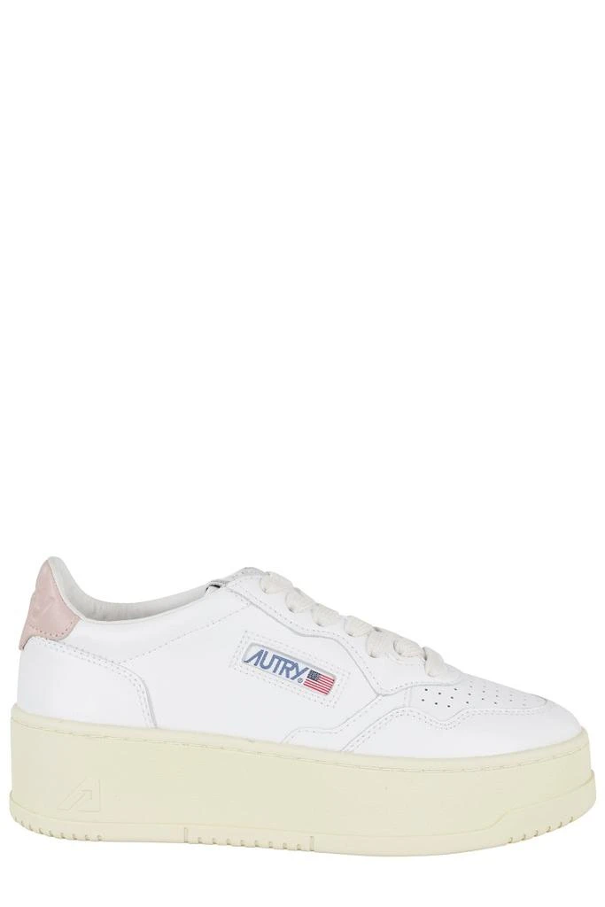 商品Autry|White Leather Platform Low Sneakers,价格¥1520,第1张图片