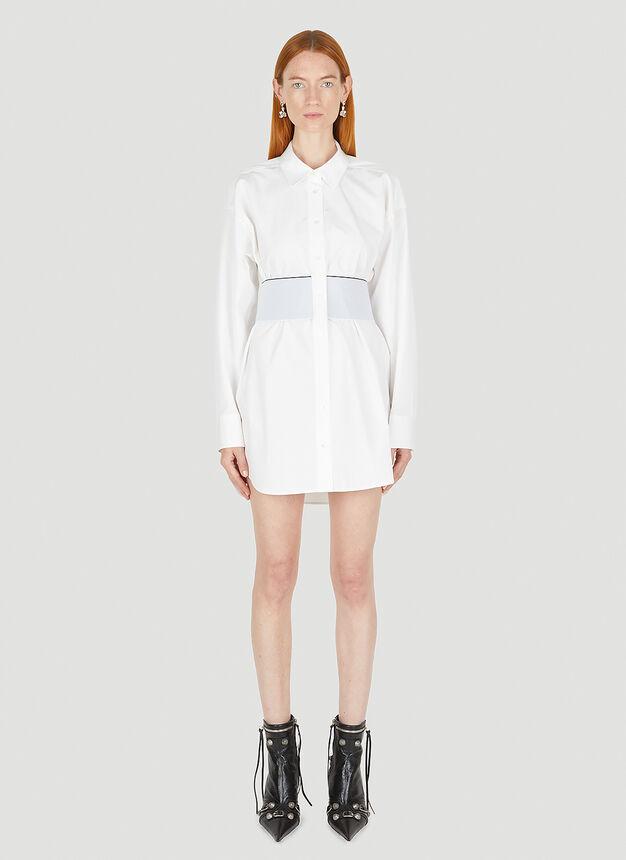 Logo Jacquard Waist Shirt Dress in White商品第1张图片规格展示
