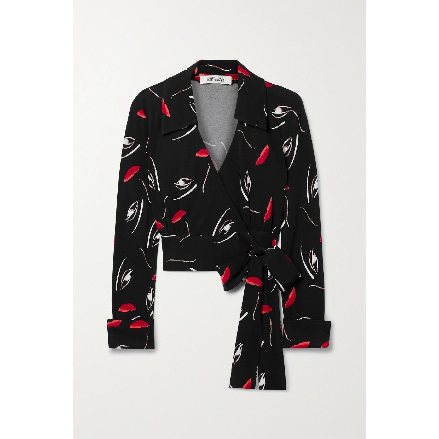 商品Diane von Furstenberg|【特惠5.0折】包邮包税【预售7天发货】 DIANE VON FURSTENBERG 23秋冬 女士 长袖衬衫 Bobbie 印花弹力平纹布围裹式上衣 1647597289317282 DVFBL4Q015FFACE ,价格¥1897,第1张图片