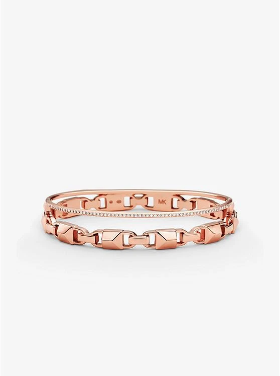 商品Michael Kors|Precious Metal-Plated Sterling Silver Mercer Link Pavé Halo Bangle,价格¥1870,第1张图片