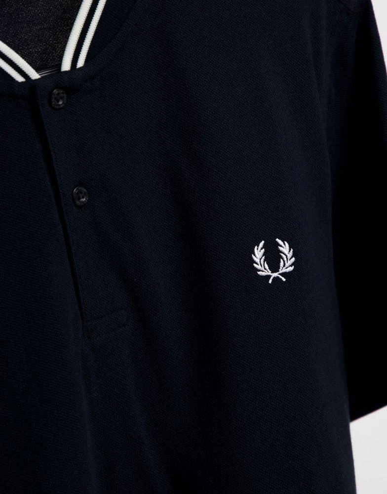 商品Fred Perry|Fred Perry bomber collar pique polo shirt in black,价格¥370,第2张图片详细描述