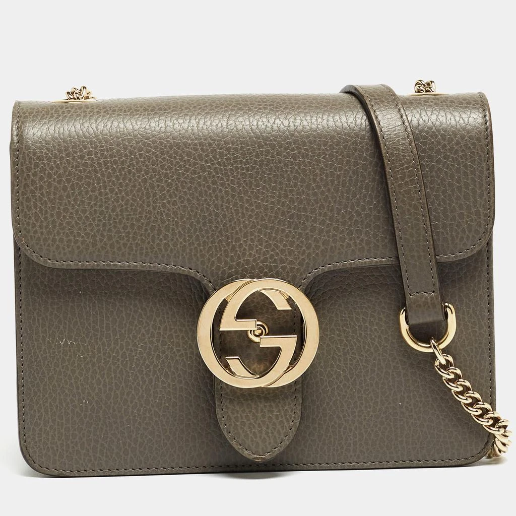 商品[二手商品] Gucci|Gucci Grey Leather Dollar Interlocking G Crossbody Bag,价格¥8258,第1张图片