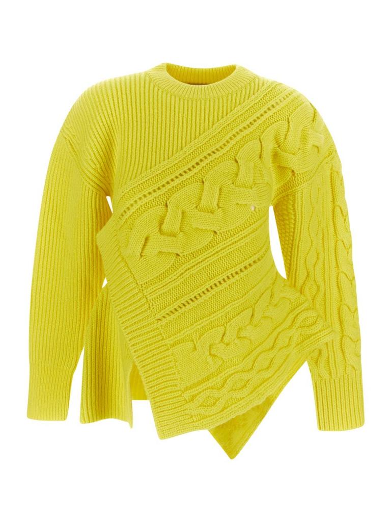 Pieced And Patched Twisted Jumper In Bright Yellow商品第1张图片规格展示