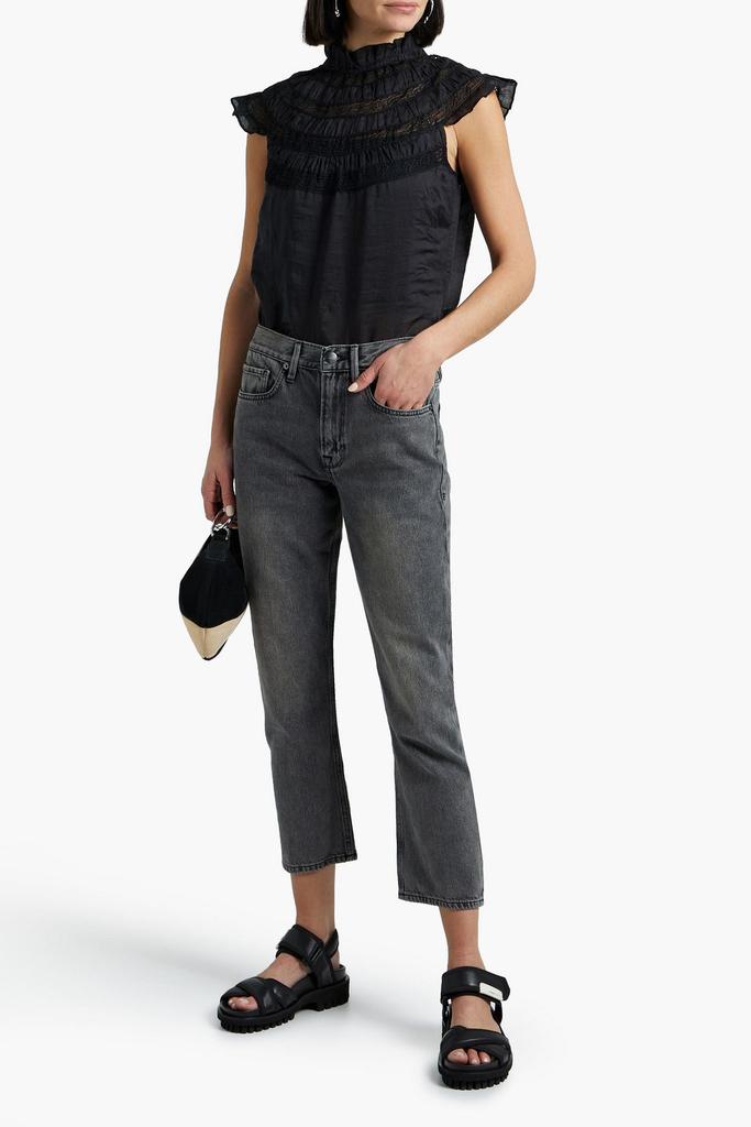 Le Piper cropped faded straight leg jeans商品第4张图片规格展示