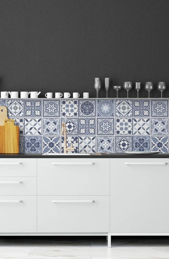 商品WALPLUS|Lisbon Blue 120-Piece Tile Sticker Set,价格¥328,第2张图片详细描述