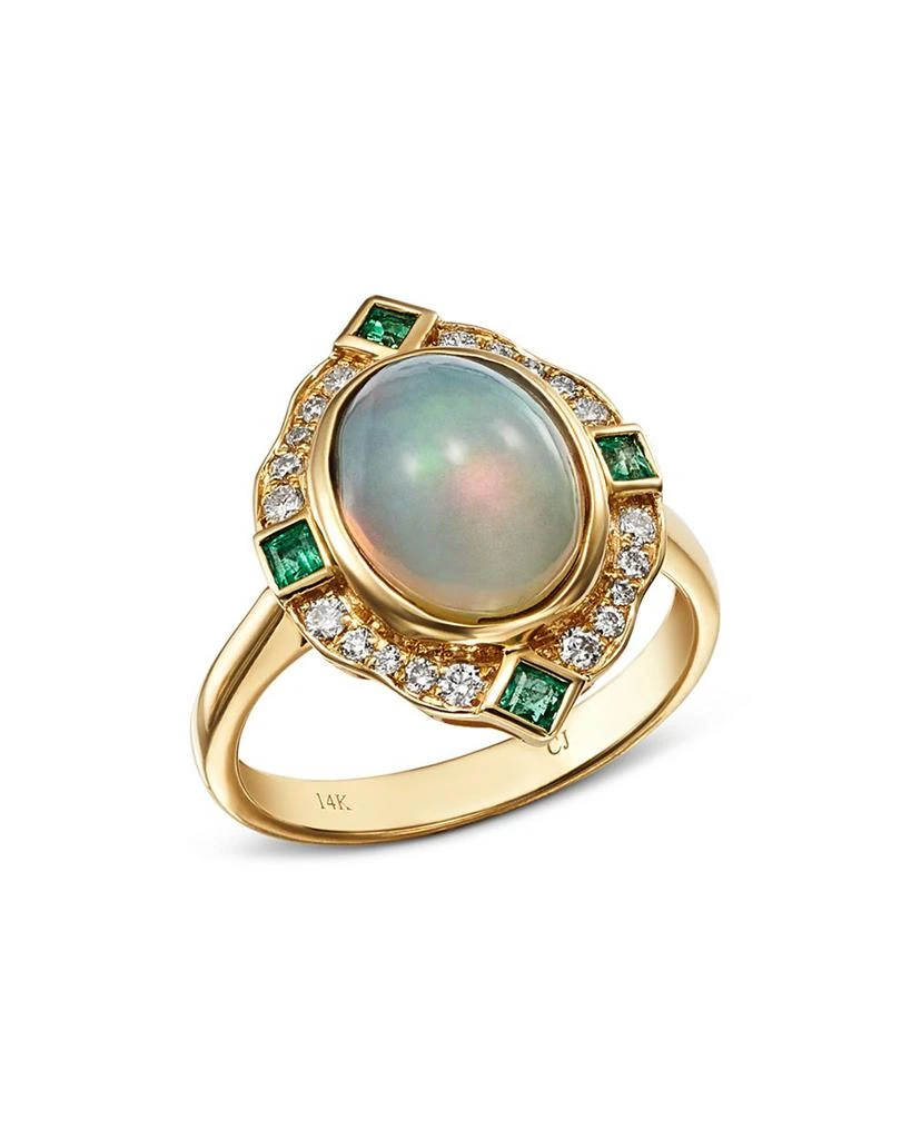 商品Bloomingdale's|Ethiopian Opal, Emerald & Diamond Cocktail Ring in 14K Yellow Gold - Exclusive,价格¥12791,第1张图片