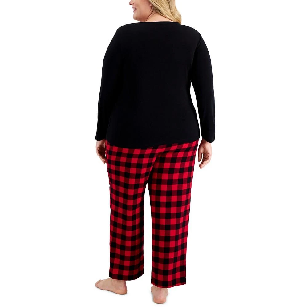商品Charter Club|Plus Size Flannel Long Sleeve Mix It Pajama Set, Created for Macy's,价格¥89,第2张图片详细描述