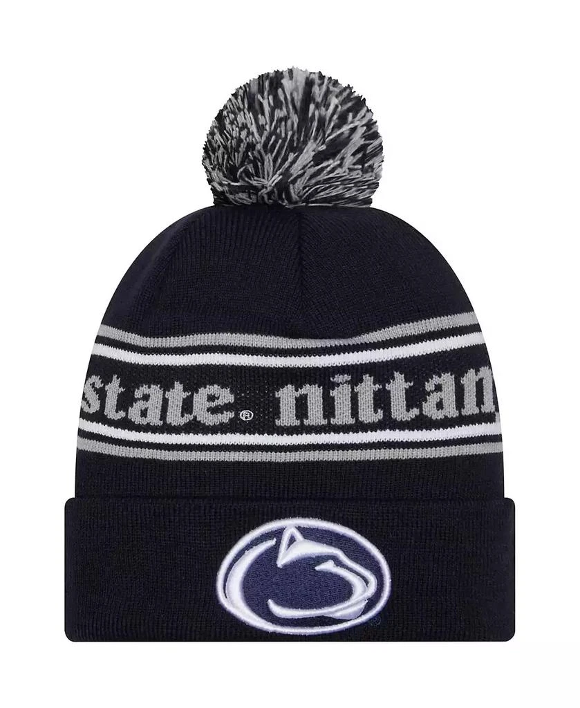 商品New Era|Men's Navy Penn State Nittany Lions Marquee Cuffed Knit Hat with Pom,价格¥225,第1张图片