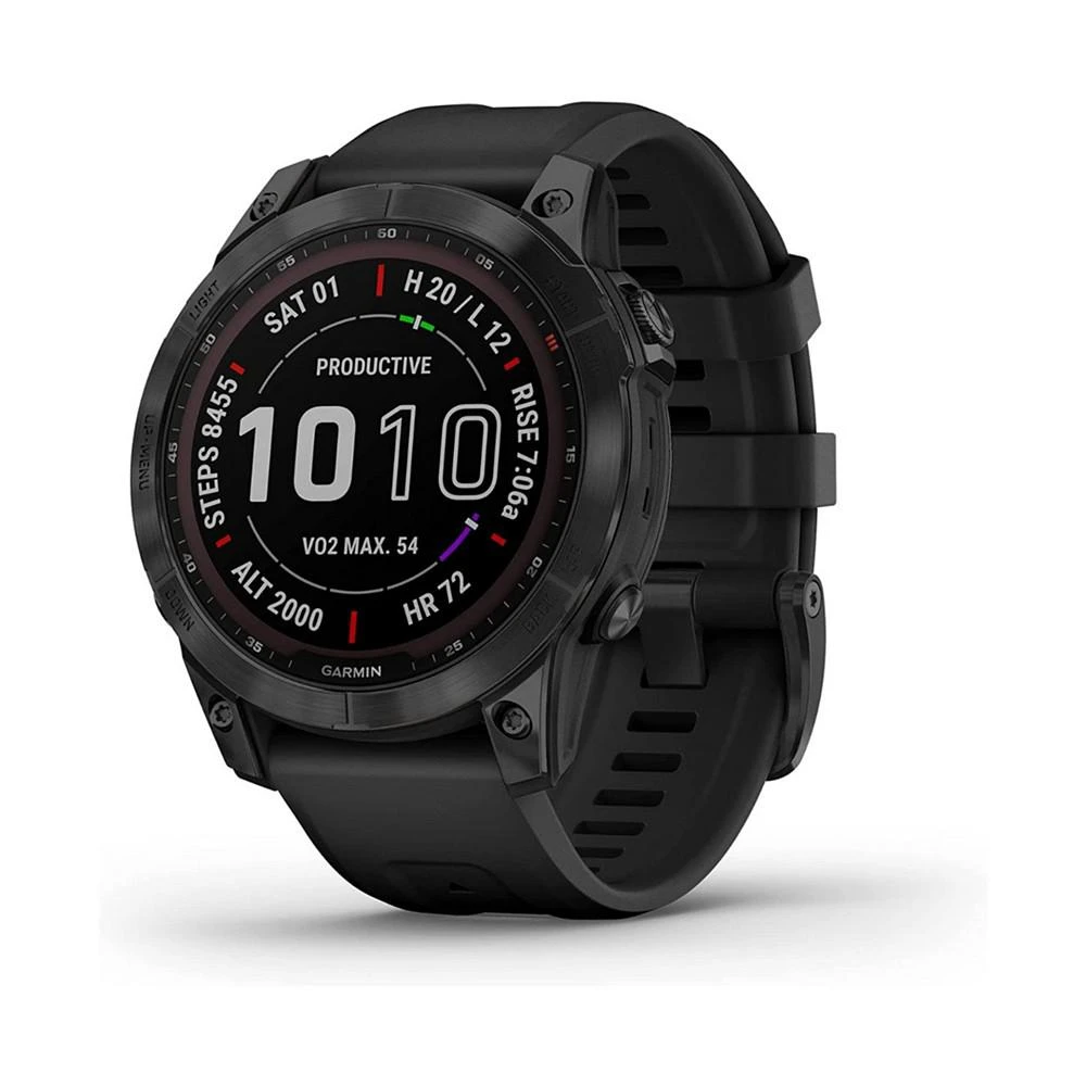 商品Garmin|Unisex Fenix 7 Sapphire Solar Black Diamond like Carbon Titanium with Black Silicone Band Smart Watch 47mm,价格¥6814,第2张图片详细描述