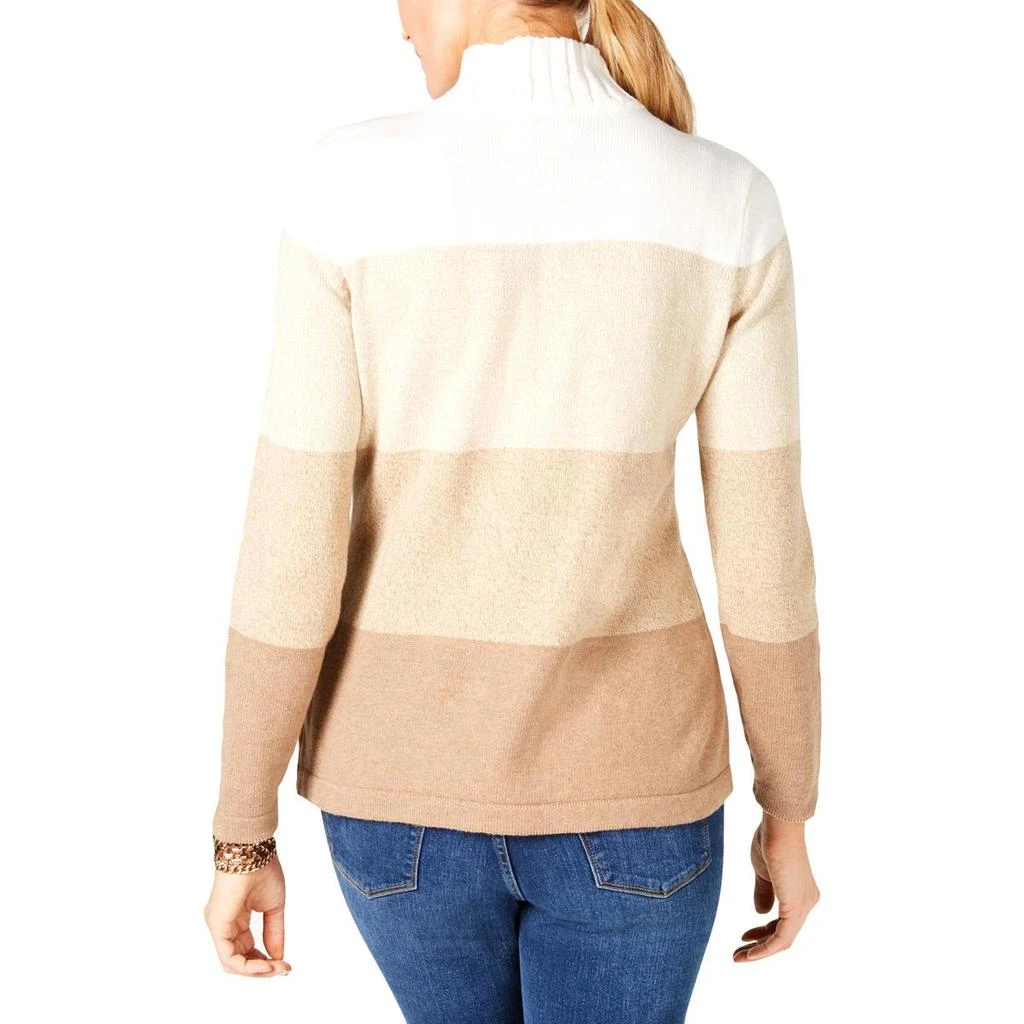 商品Karen Scott|Karen Scott Womens Striped 1/4 Zip Pullover Sweater,价格¥130,第2张图片详细描述