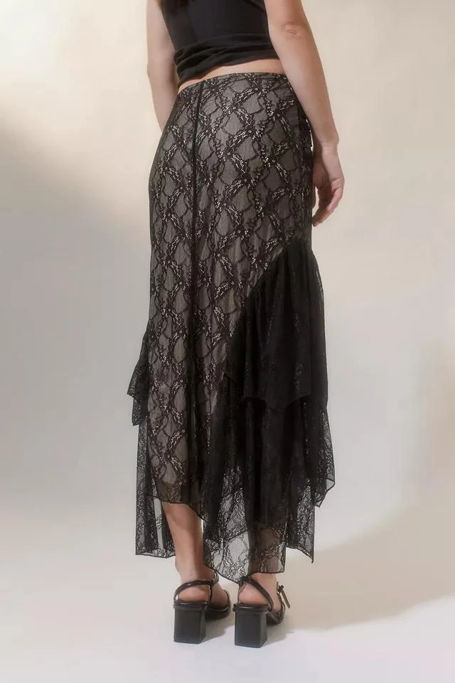 商品Urban Outfitters|UO CJ Lace Ruffle Midi Skirt,价格¥151,第2张图片详细描述