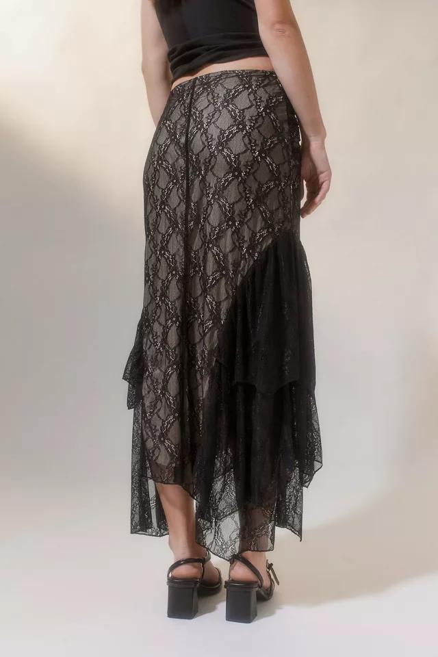 商品Urban Outfitters|UO CJ Lace Ruffle Midi Skirt,价格¥354,第4张图片详细描述