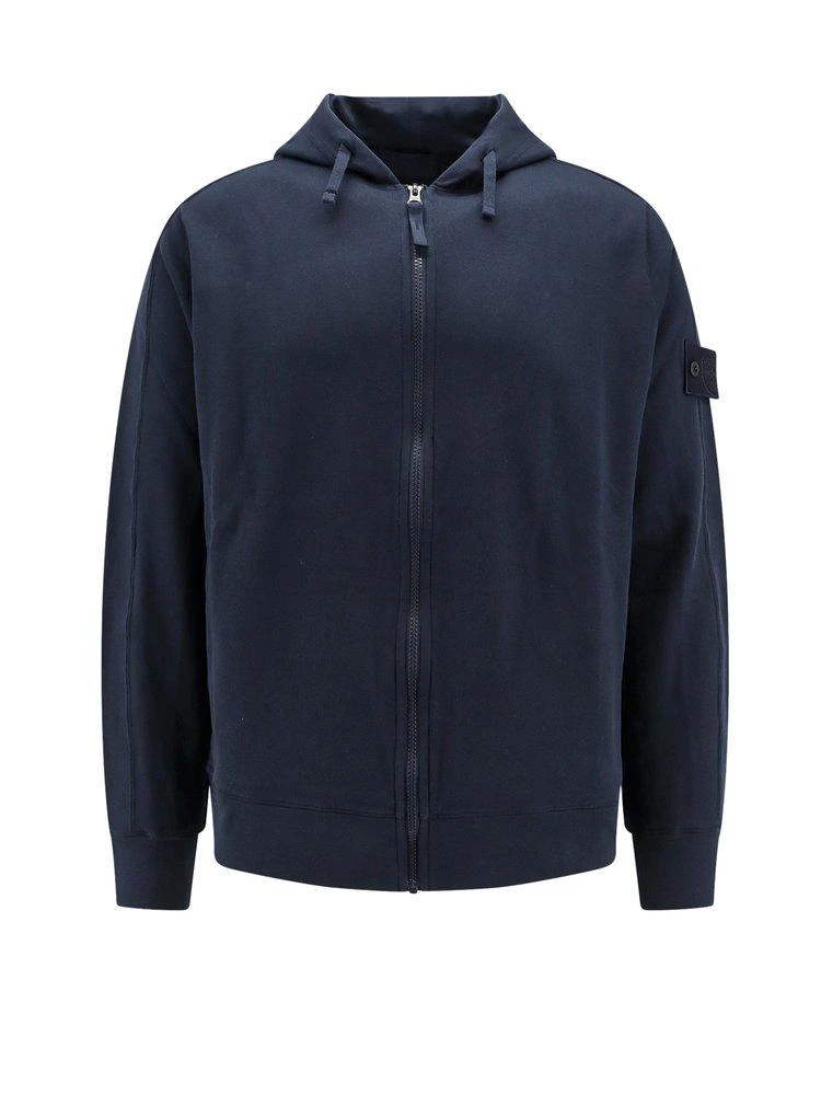 商品Stone Island|Stone Island Logo Patch Zipped Hoodie,价格¥2982,第1张图片