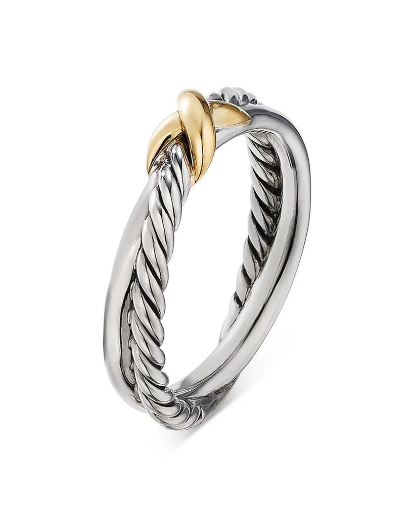 Petite X Ring in Sterling Silver with 18K Yellow Gold, 4mm 商品