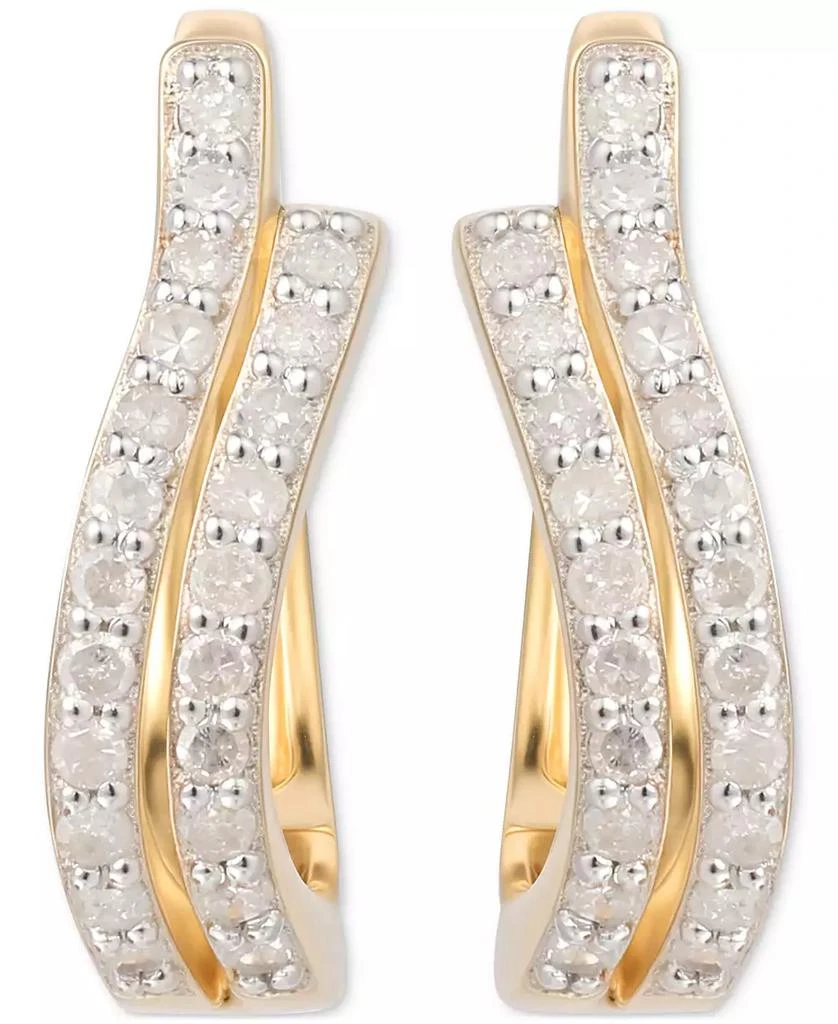 商品Macy's|Diamond Double-Row Hoop Earrings (1/3 ct. t.w.) in 14k Gold-Plated Sterling Silver,价格¥1929,第3张图片详细描述