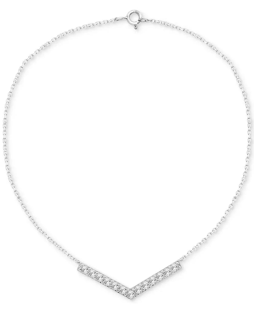 商品Macy's|Diamond Chevron 18" Statement Necklace (1/10 ct. t.w.) in Sterling Silver,价格¥468,第1张图片