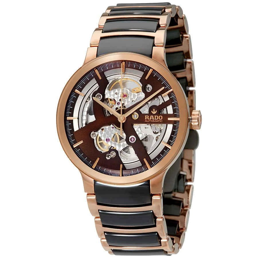 商品Rado|Centrix Automatic Brown Skeleton Dial Men's Watch R30181312,价格¥11164,第1张图片