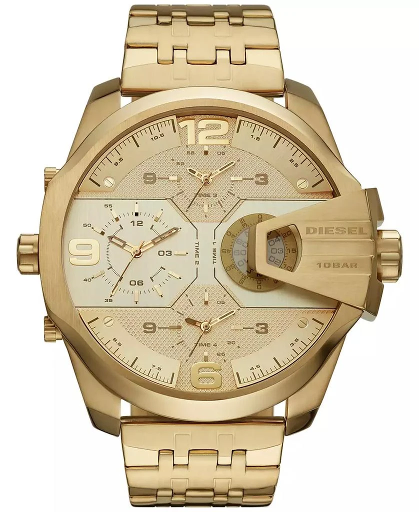 商品Diesel|Men's Chronograph Uber Chief Gold-Tone Stainless Steel Bracelet Watch 54mm,价格¥2205,第1张图片
