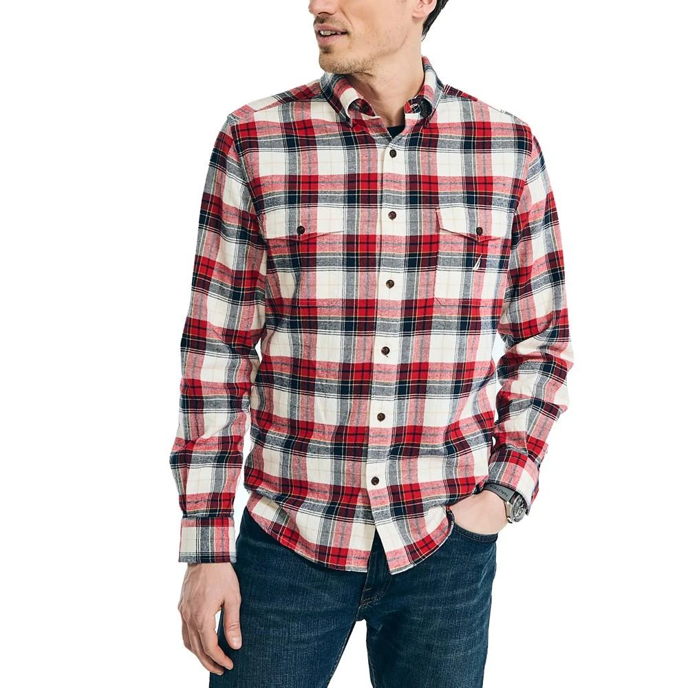 商品Nautica|Men's Sustainably Crafted Double Pocket Plaid Flannel Shirts,价格¥418,第1张图片