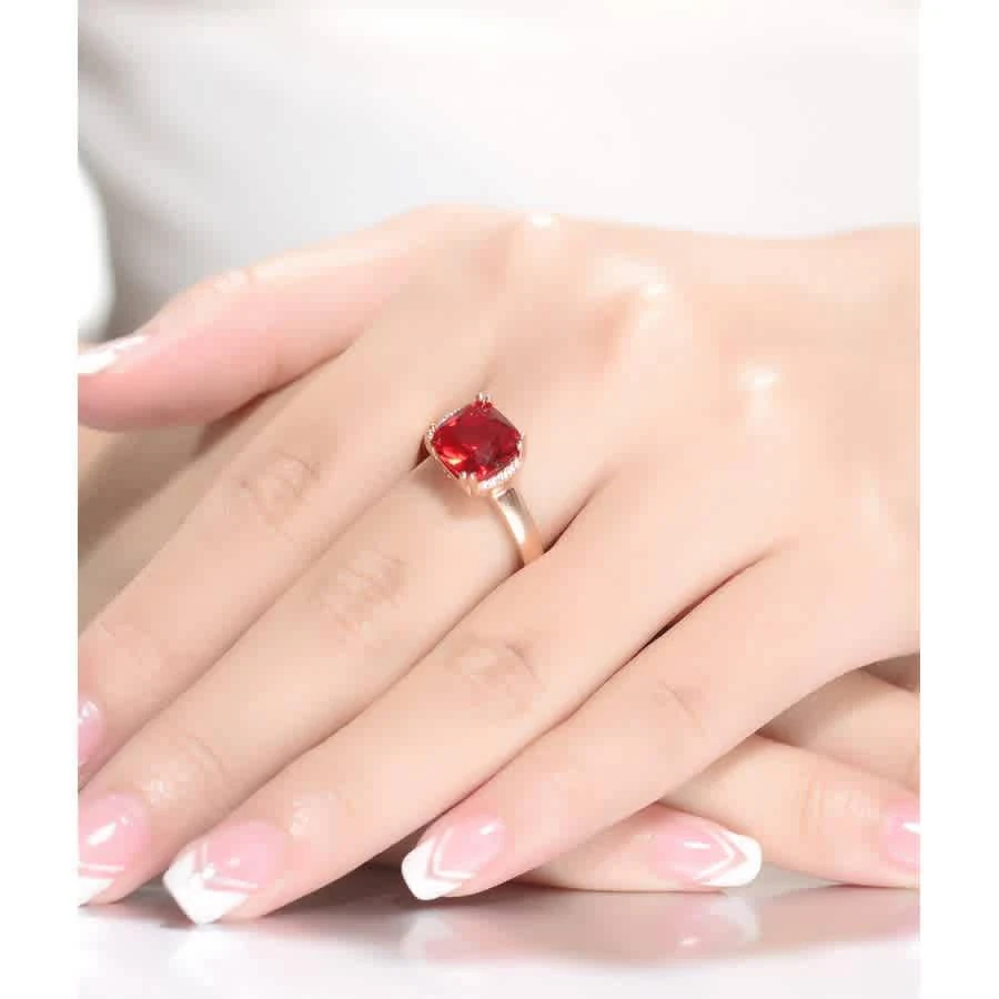 商品Megan Walford|Rose Over Sterling Silver Red Cubic Zirconia Ring,价格¥312,第3张图片详细描述