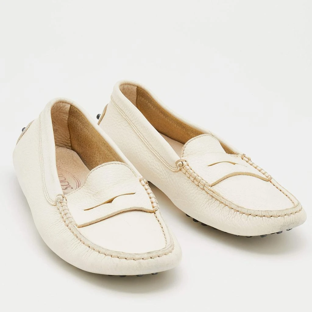 商品[二手商品] Tod's|Tod's White Leather Penny Slip On Loafers Size 38.5,价格¥920,第4张图片详细描述