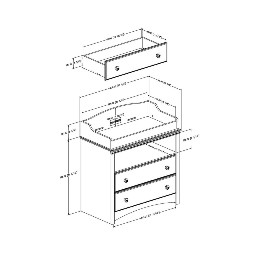 商品QuikFurn|Baby Furniture 2 Drawer Diaper Changing Table in Espresso,价格¥4424,第4张图片详细描述