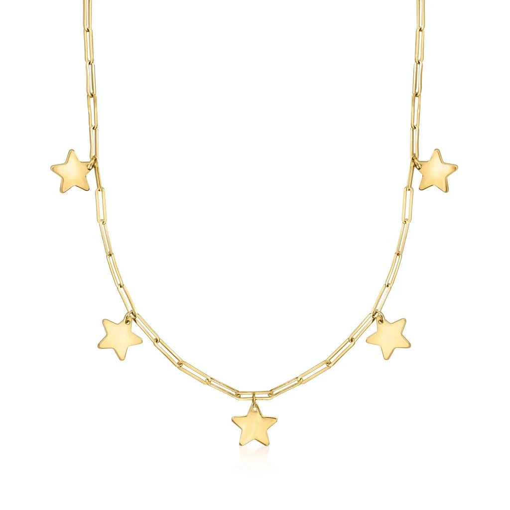 商品Ross-Simons|RS Pure by Ross-Simons Italian 14kt Yellow Gold Paper Clip Link Star Necklace,价格¥1739,第1张图片