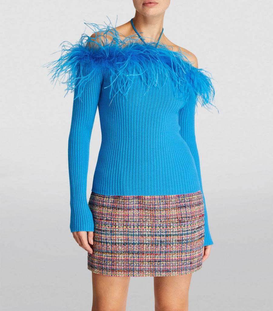 商品GIUSEPPE DI MORABITO|Feather-Trimmed Off-The-Shoulder Sweater,价格¥4417,第5张图片详细描述