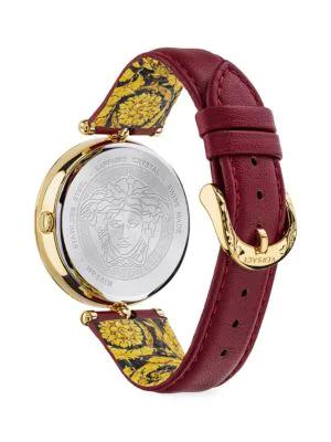 39MM Medusa Goldtone Stainless Steel & Leather Strap Watch商品第3张图片规格展示