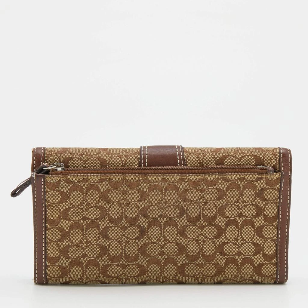 商品[二手商品] Coach|Coach Beige/Brown Signature Canvas and Leather Buckle Detail Continental Wallet,价格¥1148,第4张图片详细描述