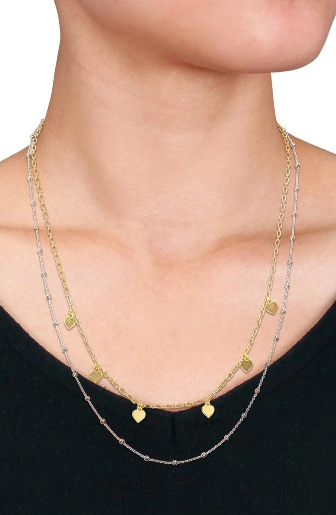 商品DELMAR|Two-Tone Heart and Ball Bead Chain Necklace,价格¥811,第3张图片详细描述