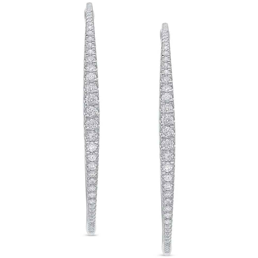 商品Macy's|Diamond Graduated Medium Hoop Earrings (1-1/2 ct. t.w.),价格¥45053,第3张图片详细描述