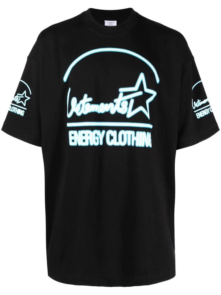 Short-sleeved t-shirt with "vetements energy clothing" logo商品第1张图片规格展示