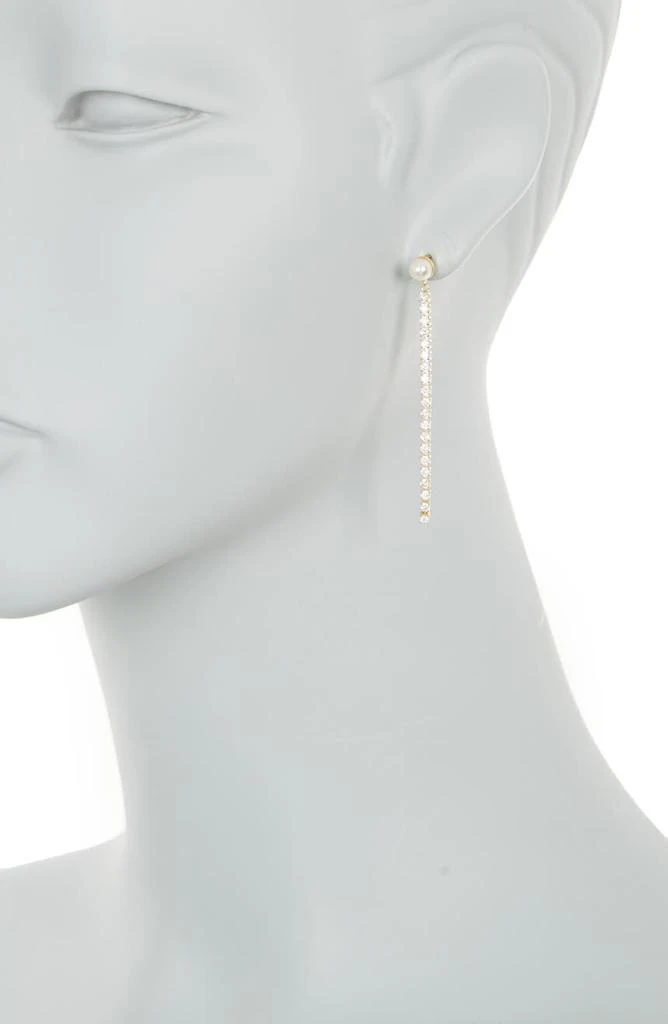 商品Nordstrom|Imitation Pearl CZ Linear Drop Earrings,价格¥136,第2张图片详细描述