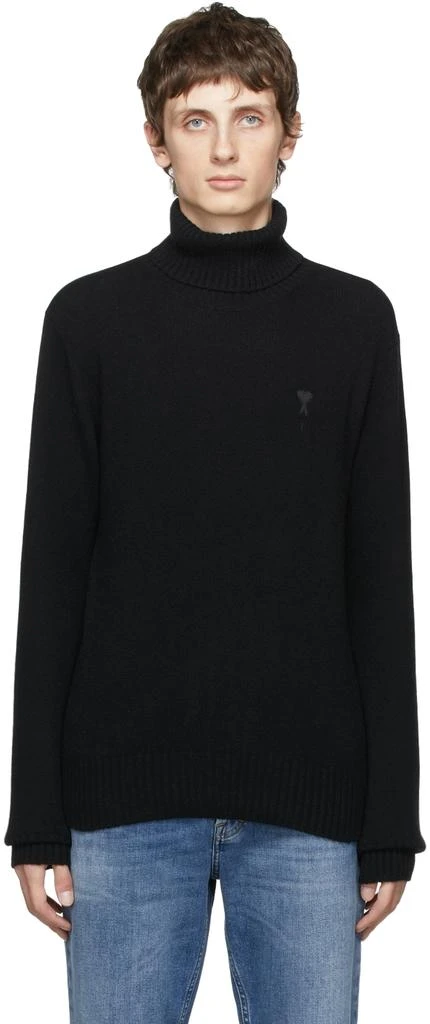 商品AMI|Black Cashmere Ami de Cœur Turtleneck,价格¥2385,第1张图片