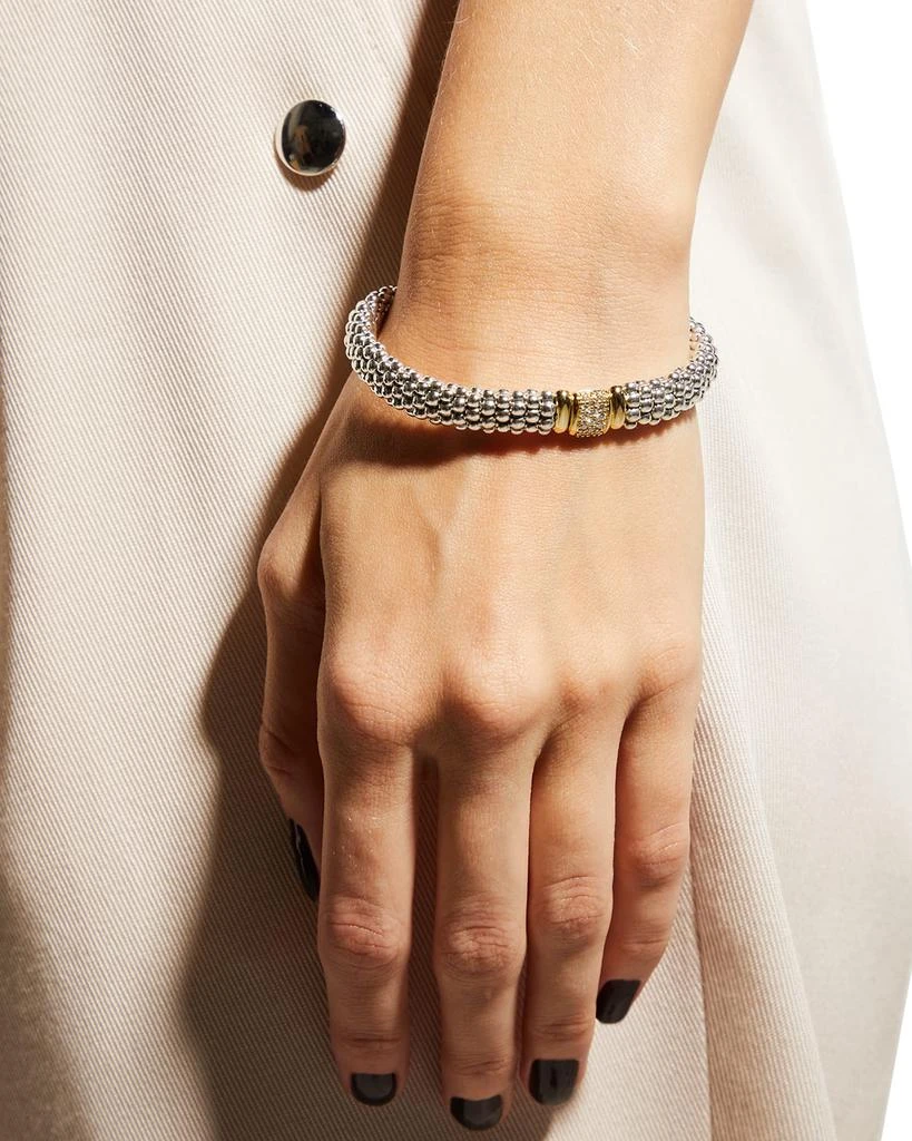 商品LAGOS|Silver Caviar Bracelet with 18k Gold, 9mm,价格¥12493,第2张图片详细描述