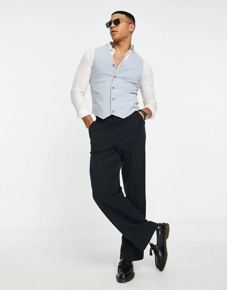 商品ASOS|ASOS DESIGN skinny suit waistcoat in icy blue,价格¥177,第4张图片详细描述