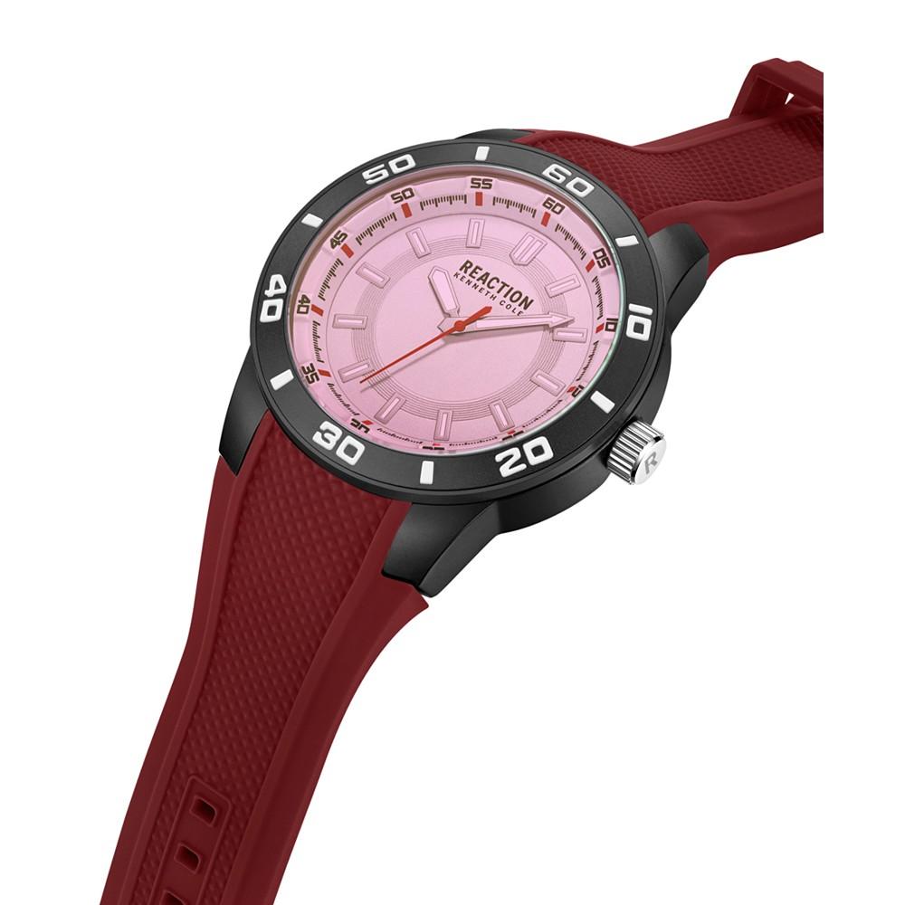 Men's Sporty Three Hand Red Silicon Strap Watch, 49mm商品第2张图片规格展示