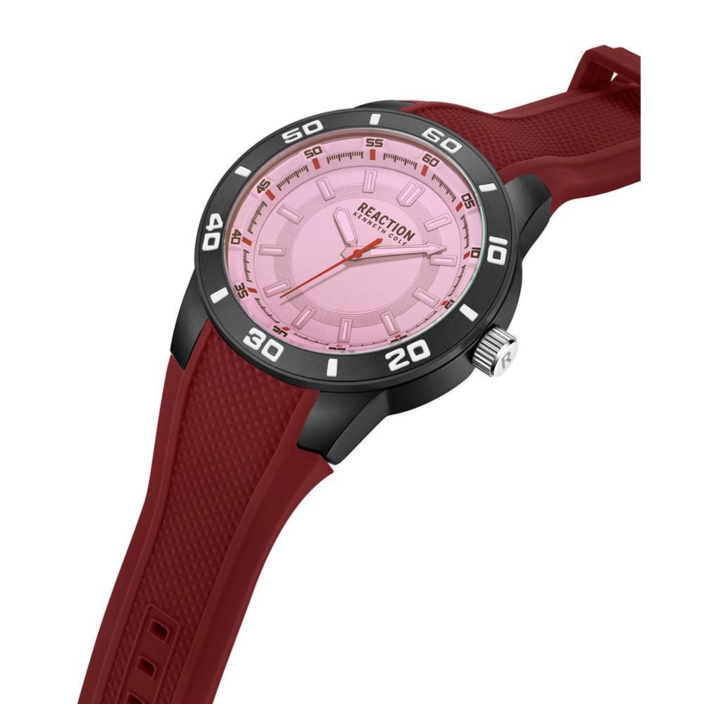 商品Kenneth Cole|Men's Sporty Three Hand Red Silicon Strap Watch, 49mm,价格¥553,第4张图片详细描述