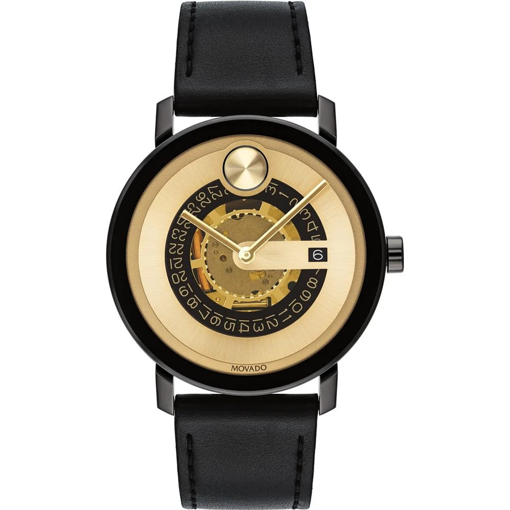 商品Movado|Men's Swiss Bold Evolution Black Leather Strap Watch 40mm,价格¥3669,第1张图片