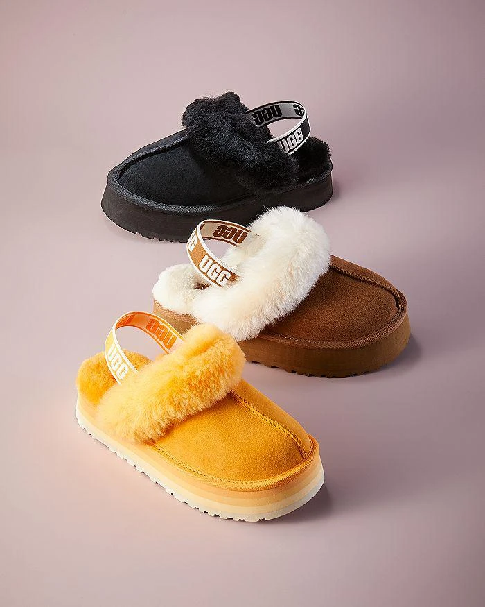 商品UGG|女式 Funkette 连毛羊皮露跟厚底拖鞋,价格¥987,第2张图片详细描述