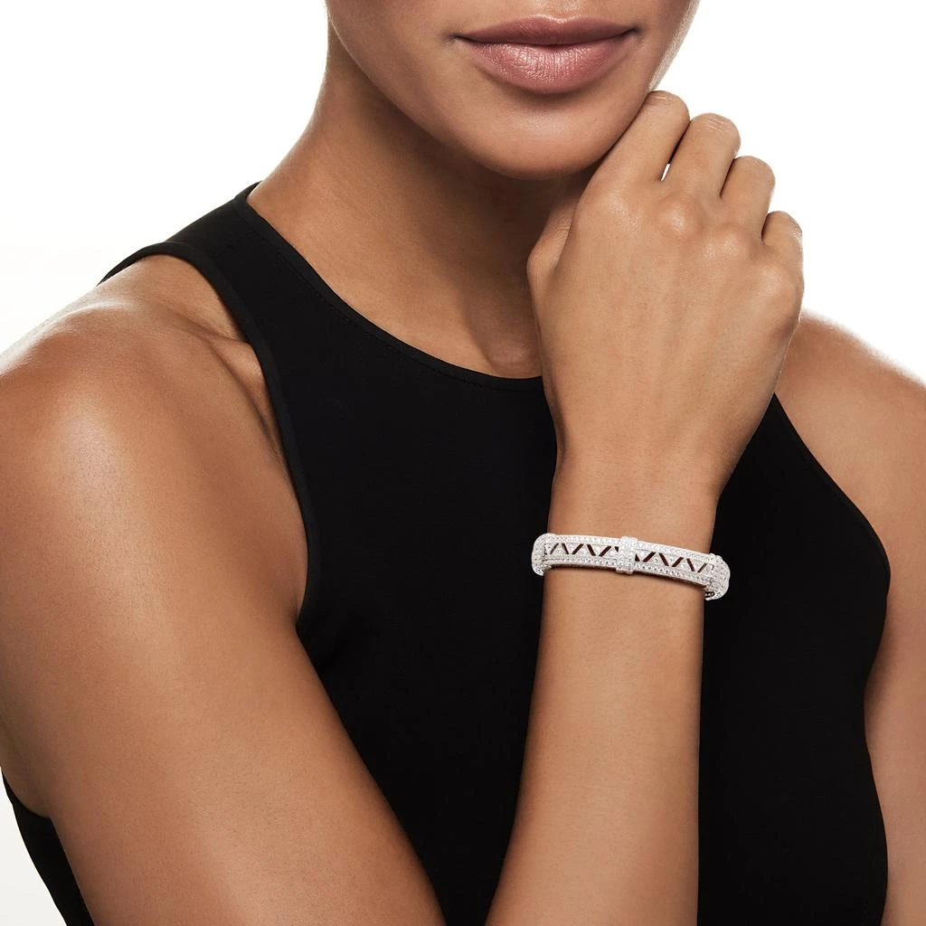 商品Ross-Simons|Ross-Simons CZ Openwork Zigzag Cuff Bracelet in Sterling Silver,价格¥993,第2张图片详细描述