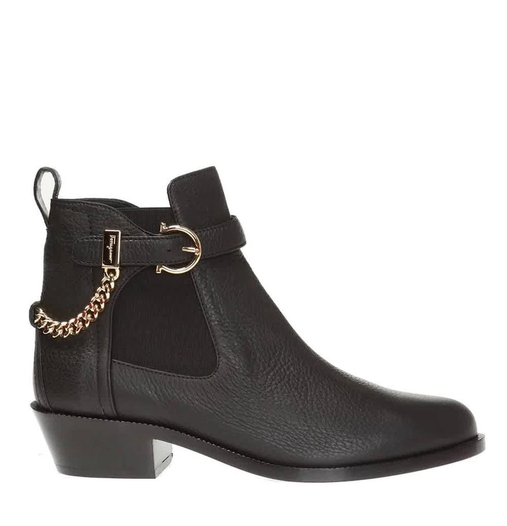 商品Salvatore Ferragamo|Ladies Black Leather Gancini Ankle Boots,价格¥1934,第1张图片