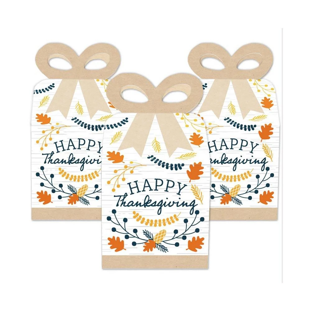 商品Big Dot of Happiness|Happy Thanksgiving - Square Favor Gift Boxes - Fall Harvest Party Bow Boxes - Set of 12,价格¥142,第2张图片详细描述