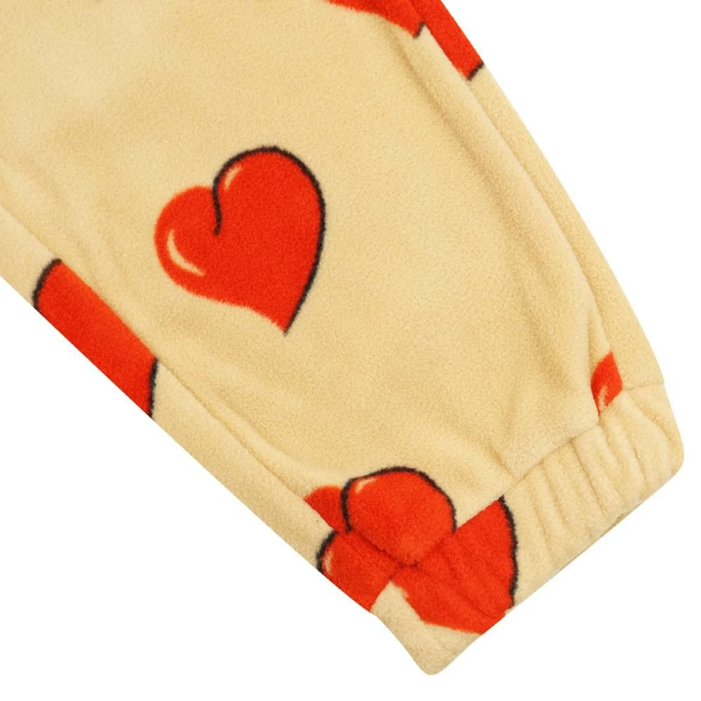 商品Mini Rodini|Beige Heart Fleece Joggers,价格¥144,第2张图片详细描述