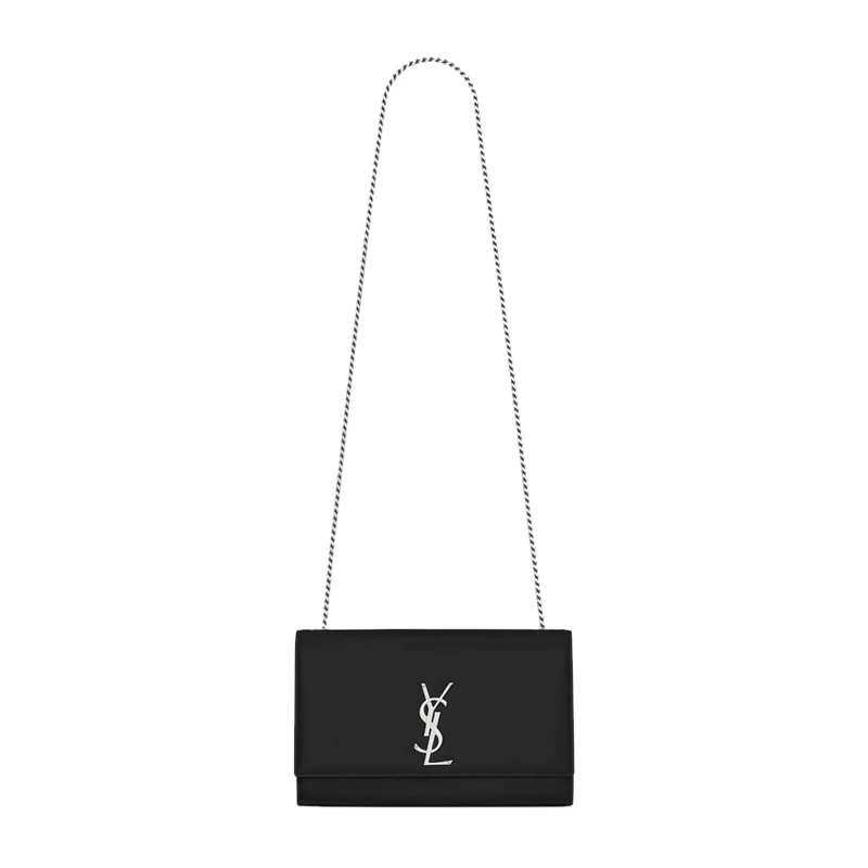 商品[国内直发] Yves Saint Laurent|YSL 圣罗兰 女士经典中号黑色粒纹牛皮金属logo单肩斜挎包 364021-BOW0N-1000,价格¥17142,第1张图片