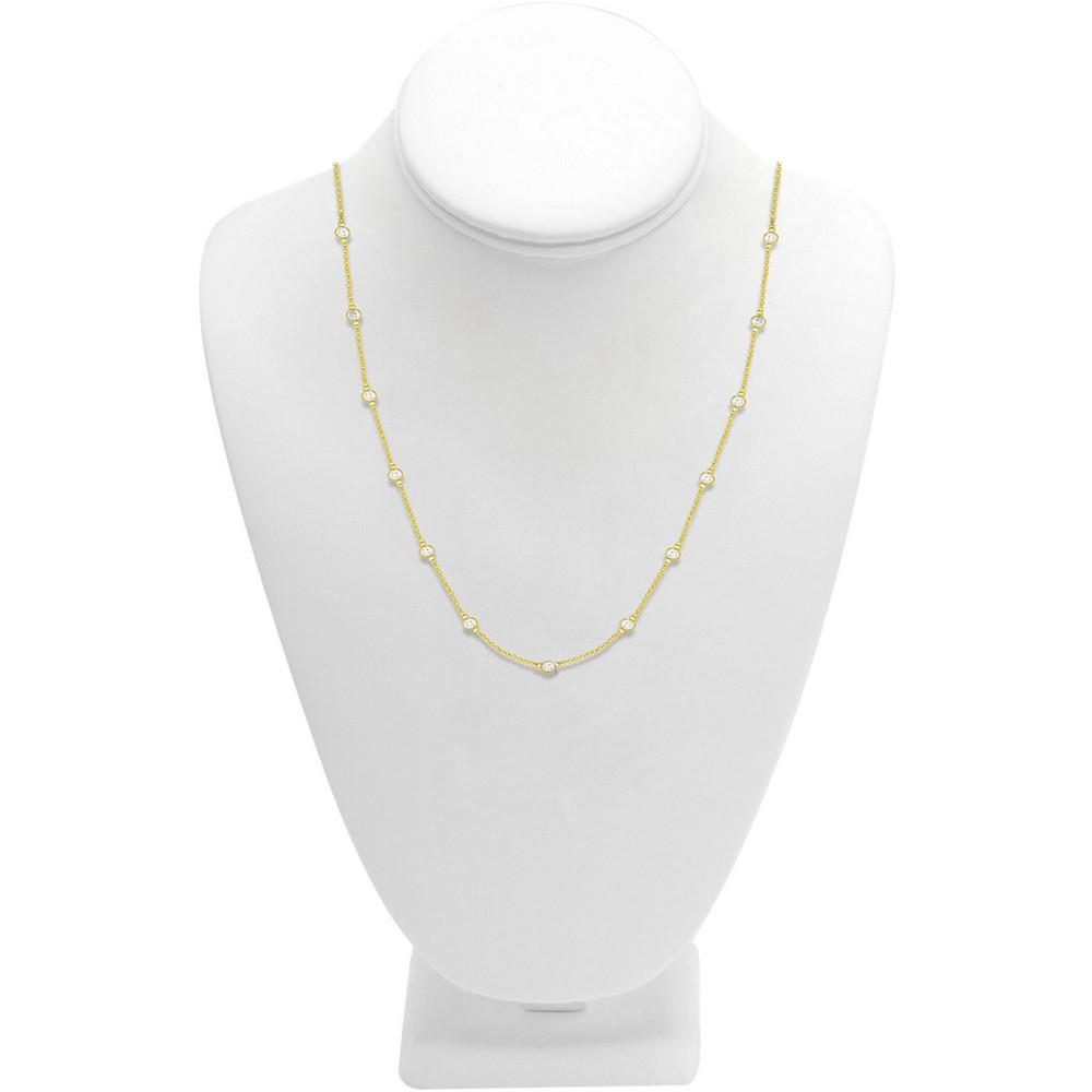 Cubic Zirconia Station 24" Statement Necklace in Silver or Gold Plate商品第2张图片规格展示